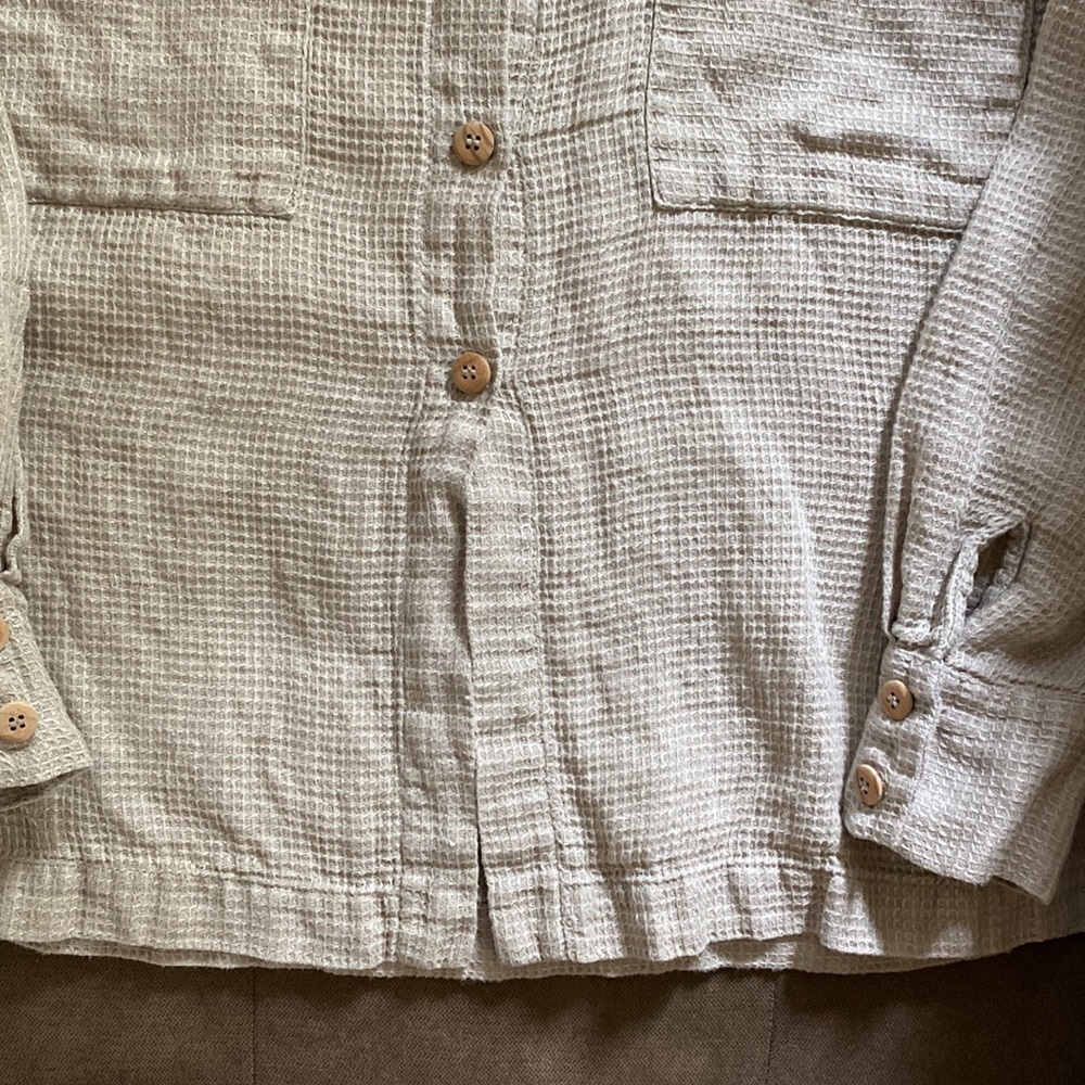 Vika Waffle Linen Button Down Shirt - Picture 8 of 9